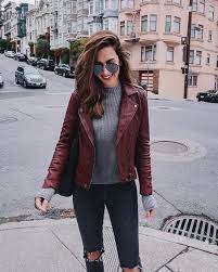 Sweater And Leather Weather Saythat5timesfast Ootd Sanfrancisco Jacket Outfit Women Burgundy Jacket Outfit Burgundy Leather Jacket Outfit
