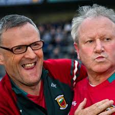 Mayo joint manager Tom Reilly and selector Brian Kilkelly celebrate at the  final whistle of the Connacht MFC final victory over Roscommon at Dr Hyde  Park. Photo: Stephen Marken/Sportsfile