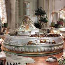 Luxury French Style Solid Wooden Carving King Size Round Bed Furniture View Round Bed Oe Fashion Product Italian Bedroom Furniture Round Beds Italian Bedroom
