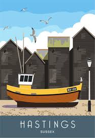 Hastings Fishing Huts Portrait Image Sizes Available A4 A3 Etsy Fish Hut Travel Posters Transportation Poster