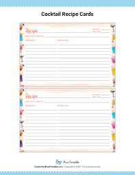 Free Printable Cocktail Recipe Cards The Cards Are Editable In Adobe Reader Download Recipe Cards Template Printable Recipe Cards Recipe Cards Printable Free