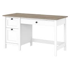 The simple plans will help you build your own desk in no time. Bush Furniture Mayfield 54w Computer Desk W Drawers In Pure White Shiplap Gray Mad254gw2 03