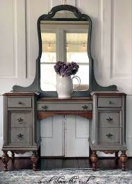 Chalk Paint Dressing Table In Blue Grey Dark Waxed Painted Furniture Decor Chic Furniture