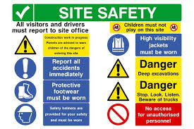 Site Safety Sign Visitors Must Report Construction Site Safety Safety Slogans Safety