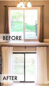 These window treatment ideas for sliding glass doors beautifully combine style and practicality. Guru Pintar Patio Door Window Treatment Ideas Pictures Patio Door Window Treatments Houzz I M Thinking Of Getting Sheer Sliding Panels For The Door Covering The Top Window As Well And