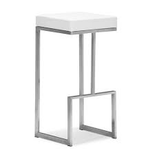 Darwen White And Brushed Stainless Steel Bar Chair Zuo Modern Contemporary Bar Height 28 Modern Bar Stools Bar Chairs Modern Bar
