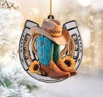 Personalized Cowboy Hat and Boots Ornament, Western ...