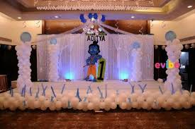 Baby Boy 1st Birthday Decoration Ideas For Boy India Customized Little Krishna Drapes Decor With Led Lights Boy Birthday Decorations Birthday Party Decorations Krishna Birthday