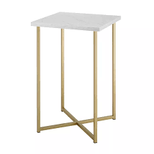 Luxe Two Tone Glam Side Table Saracina Home In 2020 White Marble Side Table Marble Side Tables Square Side Table