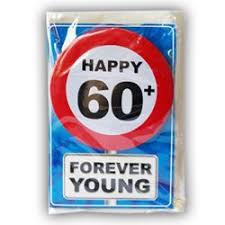 Happy Age Card 60 Jaar Verjaardagskaart Met Leeftijd Button Rozetten Buttons Verjaardagsfeest Feestdagen Themafeesten