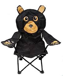 Wilcor Kids Black Bear Folding Camp Chair With Cup Holder And Carry Bag Kids Chairs Folding Camping Chairs Camping Chairs