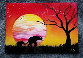 Safari Sunset Spray Paint Art By Creativecornernz Painting Art Spray Paint Art