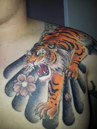 Tiger Chest Half Sleeve Japanese Tiger Tattoo Tiger Tattoo Design Asian Tattoos