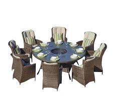 Paf 0085 Outdoor 8 Seat Round Table Fire Pit Set Buy Outdoor Dining Set Wicker Dinning Table And Outdoor Dining Set Fire Pit Sets Dinning Tables And Chairs