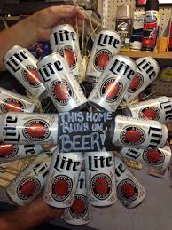 Diy Beer Wreath Heaven Homemade Beer Cans Straw Quote To Fit Beer Crafts Diy Beer Crafts Diy Crafts For Adults