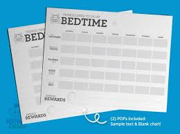 1 Kid Bedtime Routine Chart Reward Chart Chore Chart Daily Schedule Checklist Behavior Rewards Printable Editable Pdf