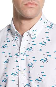 Bonobos Clear Lake Fish Print Slim Fit Short Sleeve Sport Shirt Nordstrom Personalized T Shirts T Shirt Picture Printed Shirts