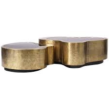 Set Of Two Curvilinear Hammered Brass Glass Center Coffee Tables From Europe 1stdibs Handcrafted Coffee Table Gold Coffee Table Wooden Coffee Table Designs