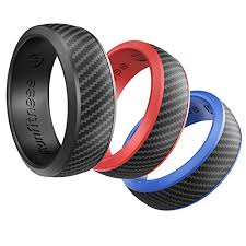 Details About Silicone Wedding Ring For Men 3 Pack Size 10 Black Blue Red Comes With A Gift