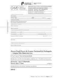 Exames nacionais e provas de ingresso: Prova Final Prova De Exame Nacional De Portugues Lingua Nao