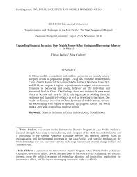 Pdf Expanding Financial Inclusion Does Mobile Money Affect Saving And Borrowing Behavior In China