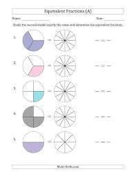 equivalent fractions models with the simplified fraction first a