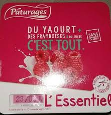 Yaourts L Essentiel A La Framboise Paturages Intermarche Calories Et Informations Nutritionnelles
