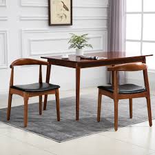 The wide welcoming seat of the lumisourcethe wide welcoming seat of the lumisource fabrico chair beckons for one to sit and relax. Homcom 2 Piece Mid Century Modern Dining Side Chair Upholstered Faux Leather Seat Walnut Of Back Frame Aosom Canada