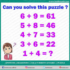 Practice your addition skills by using our printable math puzzles for young learners. Can You Solve This Puzzle 6 9 61 5 8 46 4 7 33 3 6 22 1 4 Free Online Practice Of Puzzles And Riddles Problems W Brain Teasers Logic Math Maths Puzzles