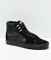 Black And Gold Vans Shoes Vans X Marvel Sk8 Hi Black Panther Black Gold Skate Shoes Zumiez Skate Shoes Black Panther Vans Shoes High Tops