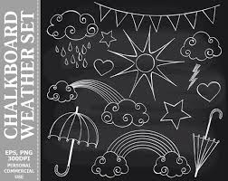 Chalkboard Weather Clip Art Rain Umbrella Rainbow Clouds Etsy Chalk Wall Art Chalkboard Art Quotes Chalk Lettering