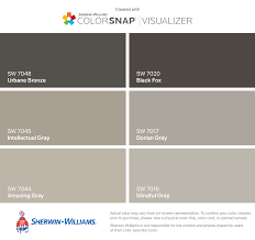 I Found These Colors With Colorsnap Visualizer For Iphone By Sherwin Williams Urbane Bronze Sw 7048 Intel Black Paint Color Mindful Gray Intellectual Gray