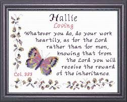 Hallie Name Blessings Personalized Cross Stitch Design From Joyful Expressions Cross Stitch Designs Personalized Cross Cross Stitch