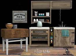 Rustic Kitchen By Michelleab Stuff For The Sims 4 Spring4sims Rustic Kitchen Sims 4 Kitchen Cabinets Sims 4