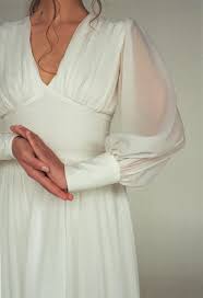 Chiffon Bishop Sleeve Wedding Dress Long Sleeve Wedding Dress Boho Bishop Sleeve Wedding Dress Bohemian V Neck Wedding Dress Chiffon Wedding Gown Modern Minimalist Dress Theia With Images Wedding Dress Long Sleeve V Neck Wedding Dress Minimalist