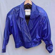 Christian Dior Le Connaisseur Leather Jacket Womens Vintage Coat Blue 80s 90s L Leather Jackets Women Leather Jacket Blue Leather Jacket
