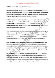 The simple past (also called past simple, past indefinite or preterite) is a verb tense which is used to show that a completed action took place at a specific time in the past. The Simple Past Tense Esl Worksheet By Mounanasseur76