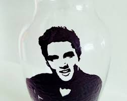Decorative Elvis Presley Inspired Hand Painted Glass Vase Custom