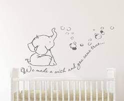 Adorable We Made A Wish Baby Elephant Wall Decal Sticker For Nursery S Elephant Baby Rooms Elephant Wall Decals Baby Elephant Nursery