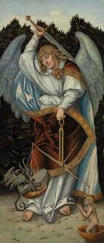 Workshop Of Lucas Cranach The Elder 1472 1553 The Archangel Michael Holding The Scales Of Justice Renaissance Paintings Art Archangel Michael
