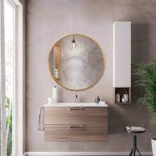 We have a wide selection of bathroom vanity mirrors for you to browse and buy. Neu Type Medium Round Gold Shelves Drawers Modern Mirror 24 In H X 24 In W Jj00514zzen 1 The Home Depot