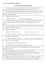 Lista De Exercicios De Matematica Para Concurso De Ingresso No 6Âº Ano