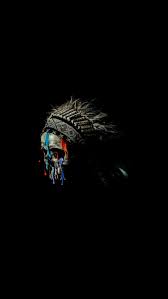 Black And White Background Hd Portrait White And Multicolored Skull With War Bonnet Illustration Black Background Minimalism Portrait Skull Wallpaper Iphone Iphone Wallpaper Images Skull Wallpaper