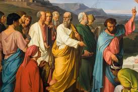 Mussini Luigi 1813 1888 Il Trionfo Della Verita The Triumph Of Truth 1847 Detail From The Left Standing Historical Painting Christian Art Painting