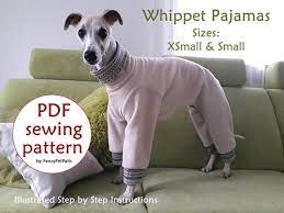 Download Sewing Pattern Whippet Pajamas Jazz Basic Sizes Xsmall And Small Paper Sizes A4 Letter Poster Hond Kleding Whippet Greyhounds
