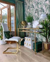 House Tour A Cosy Family Home With An Inspiring Mix Of Colour Pattern And A Must See Gallery Wall Audenza In 2021 Living Room Green Home Office Set Up Gold