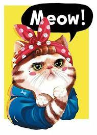 Cat Rosie The Riveter Heat Transfer Patch Meow Hot Fix Iron Applique 3 9 X 2 8 Ebay Cats Illustration Cat Posters Cat Art
