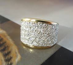 14k Yellow Gold Wide Pave Diamond Band The Jewelry Box Thick Diamond Wedding Band Wide Diamond Wedding Bands Diamond Bands