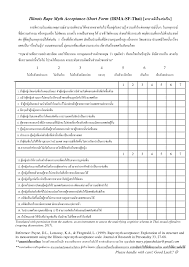 PDF) Thai version of Illinois Rape Myth Acceptance Scale-Short Form  (IRMA-SF-Thai)