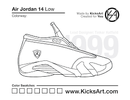 Coloring pages are a fun way for kids of all ages to develop creativity, focus, motor skills and color recognition. Air Jordan 14 Sneaker Coloring Pages Created By Kicksart